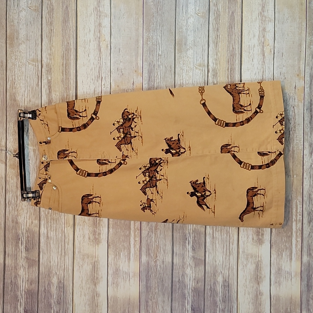 Vintage | Ralph Lauren Tan Equestrian Horse Maxi Skirt 4